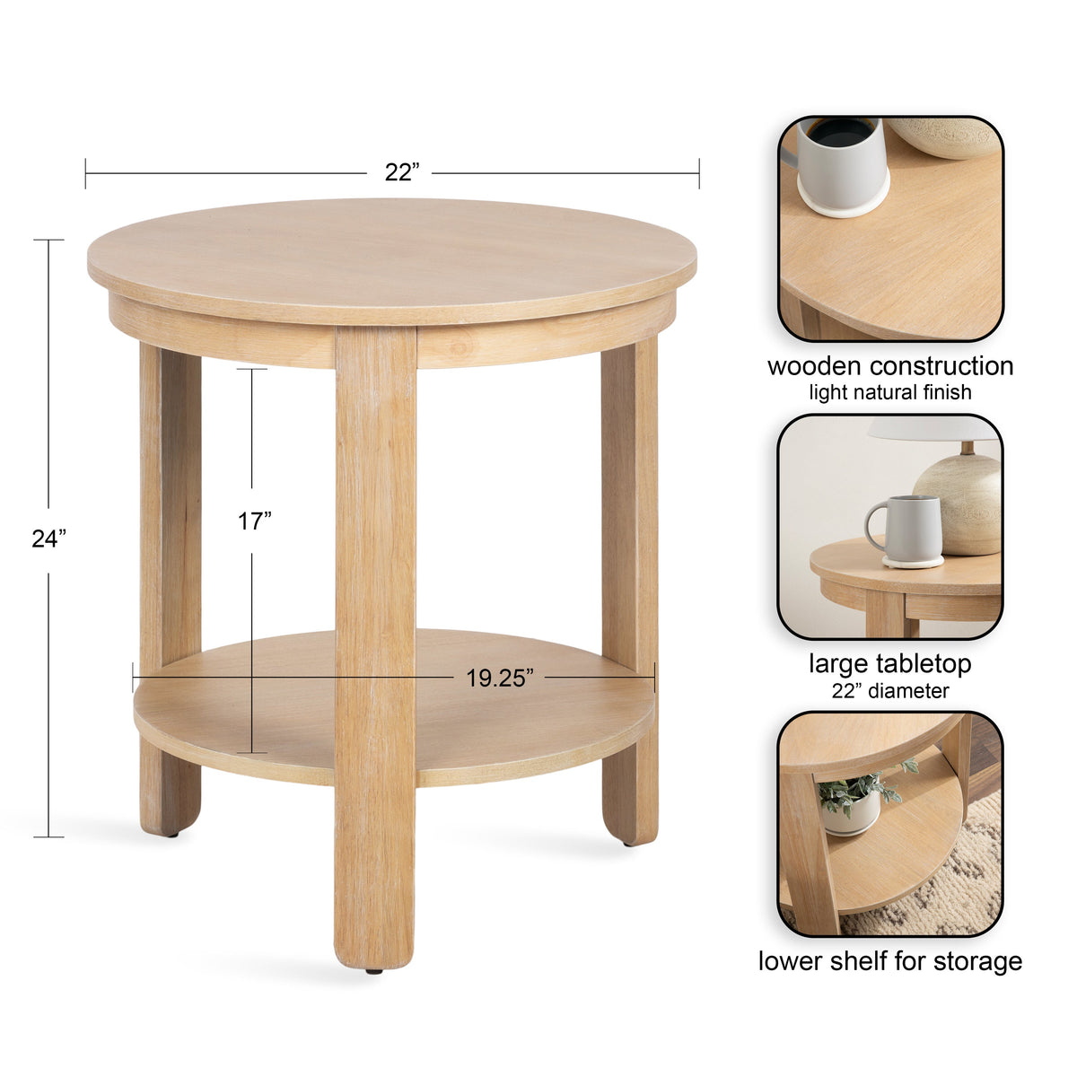 Foxford Round Wood Side Table
