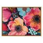 Sylvie Preppy Boho Aesthetic Colorful Floral Group Framed Canvas by The Creative Bunch Studio
