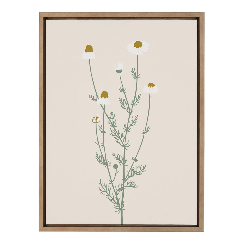 Sylvie Delicate Illustrated White Wildflowers Framed Canvas by The Creative Bunch Studio
