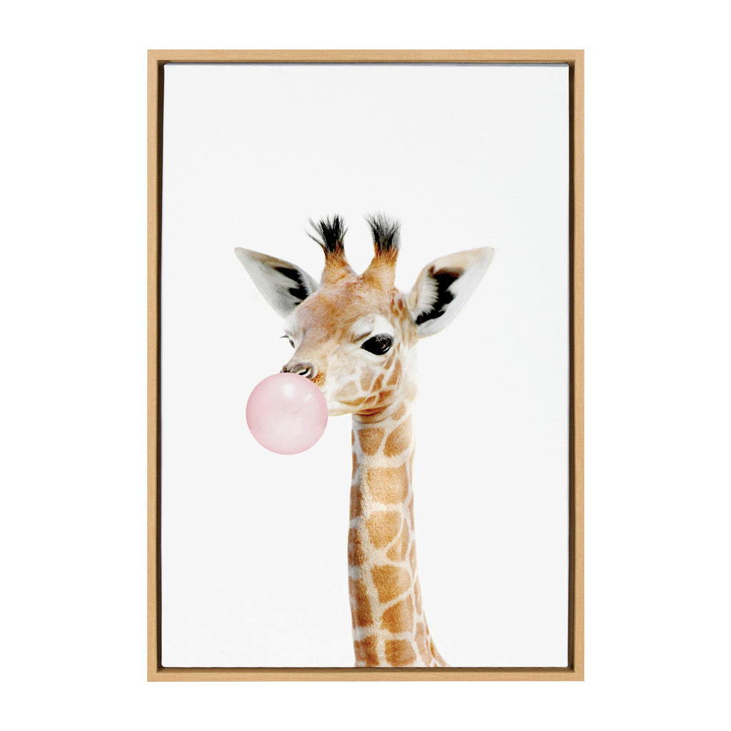 Sylvie Bubble Gum Giraffe Framed Canvas by Amy Peterson Art Studio