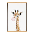 Sylvie Bubble Gum Giraffe Framed Canvas by Amy Peterson Art Studio