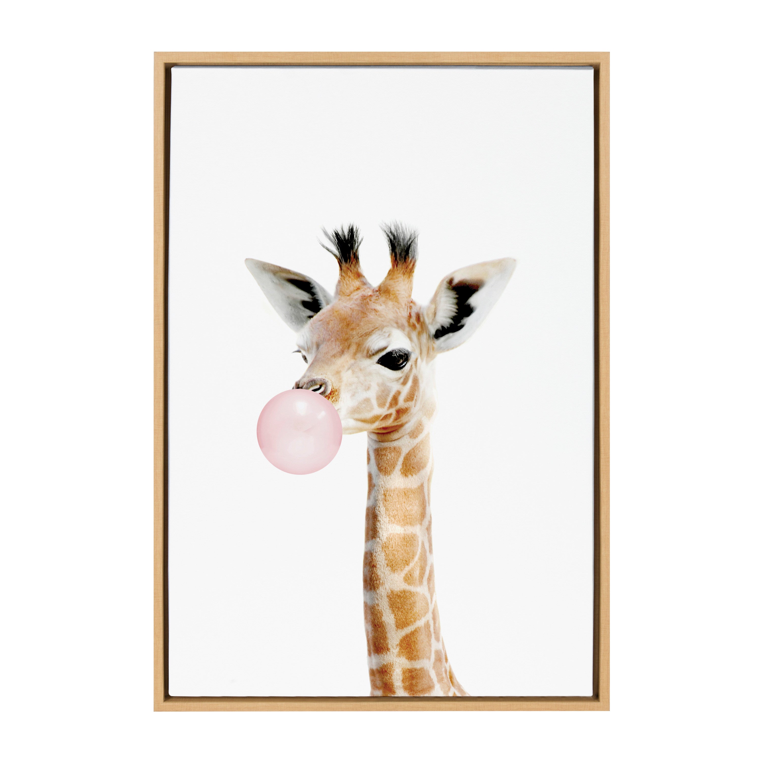 Sylvie Bubble Gum Giraffe Framed Canvas by Amy Peterson Art Studio