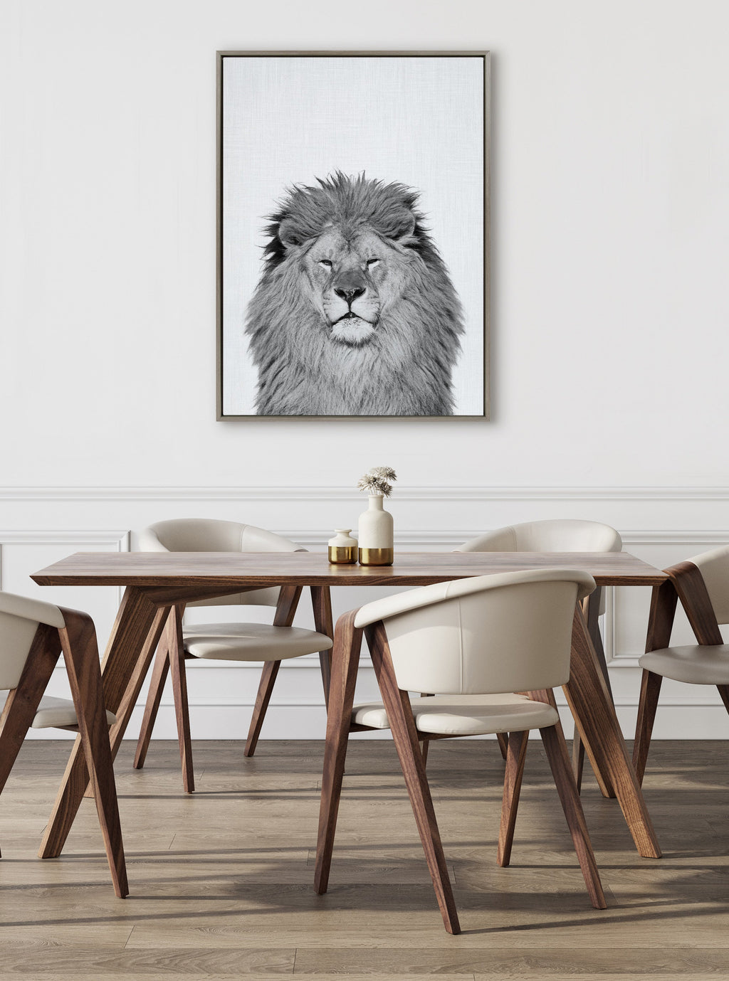 Sylvie Lion Framed Canvas by Simon Te Tai