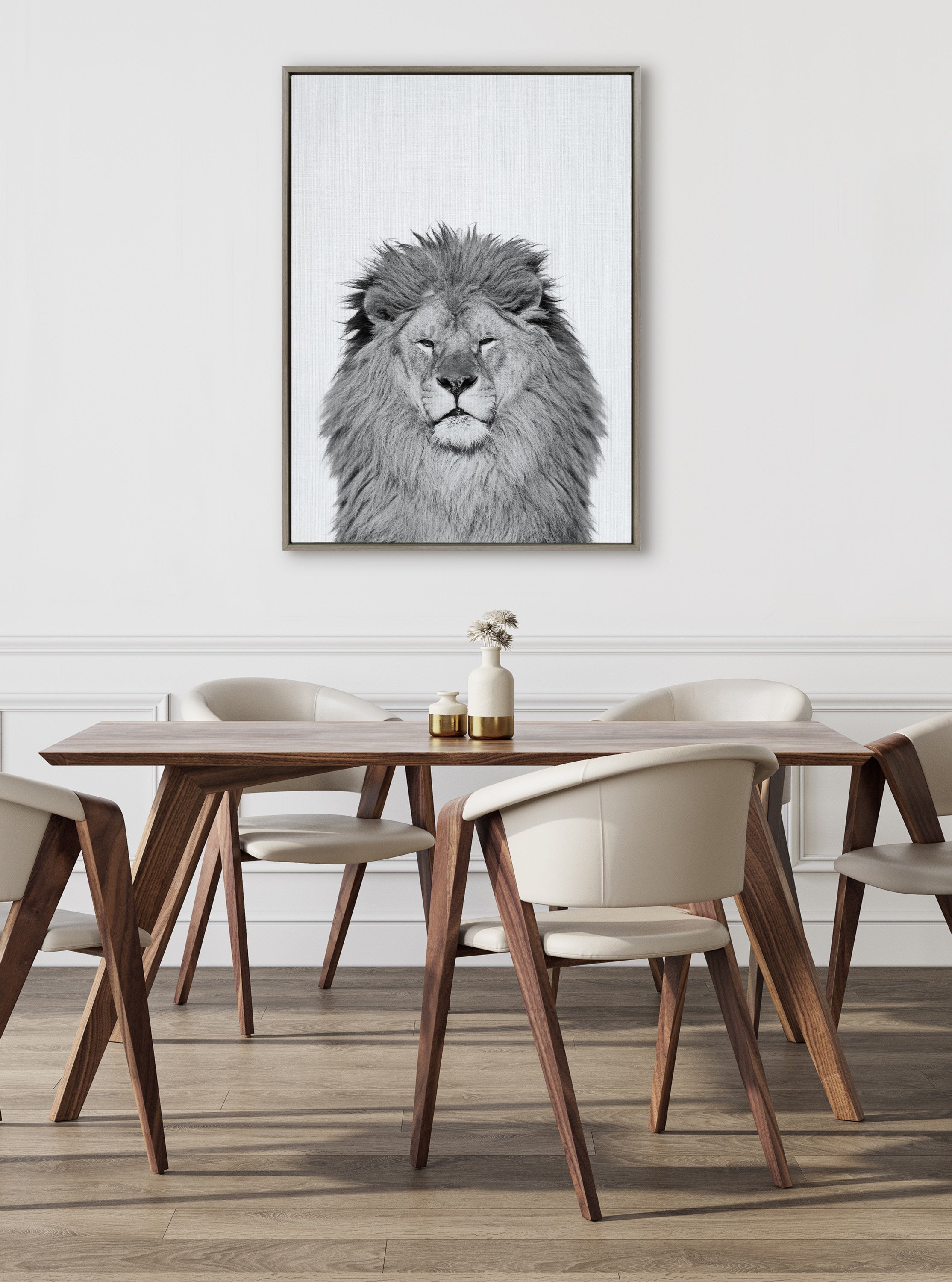 Sylvie Lion Framed Canvas by Simon Te Tai