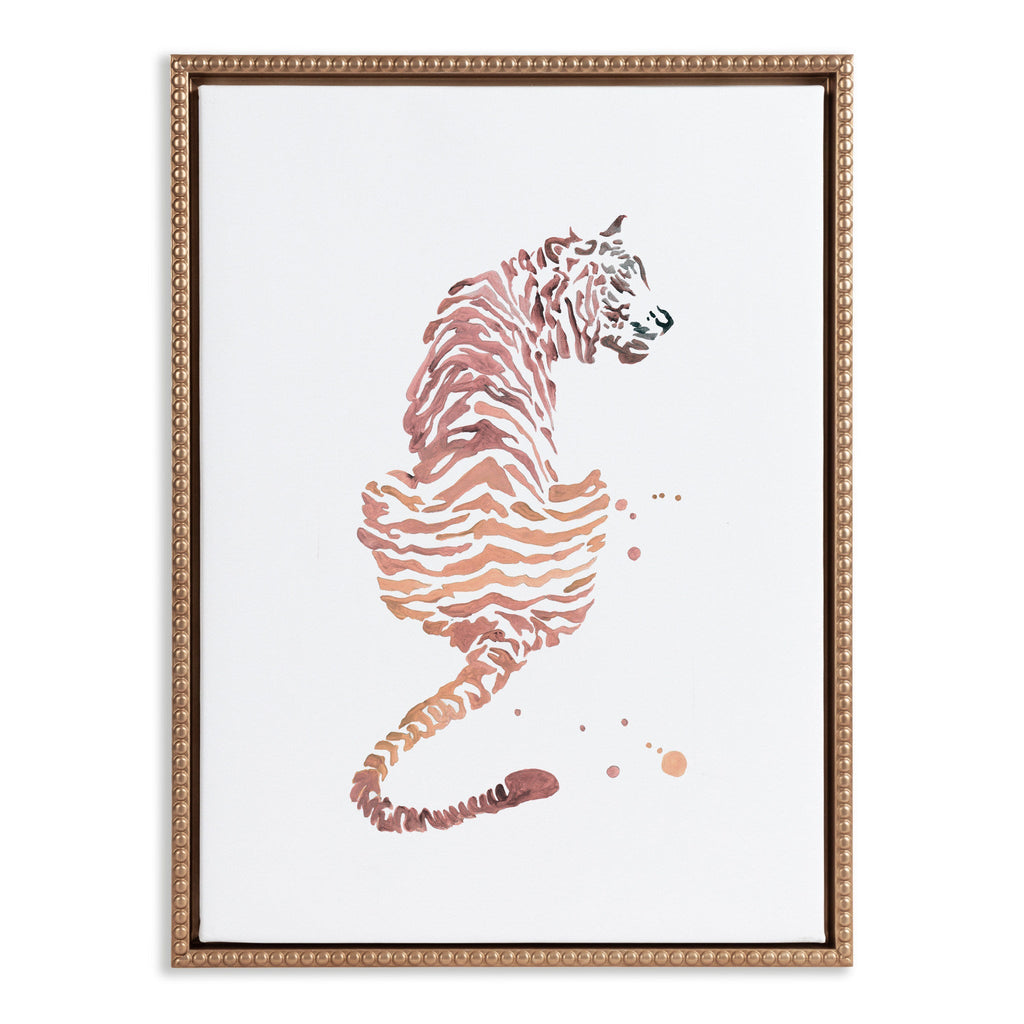 Sylvie Beaded Boho Tiger Framed Canvas by Viola Kreczmer