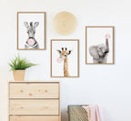 Sylvie Bubble Gum Giraffe Framed Canvas by Amy Peterson Art Studio