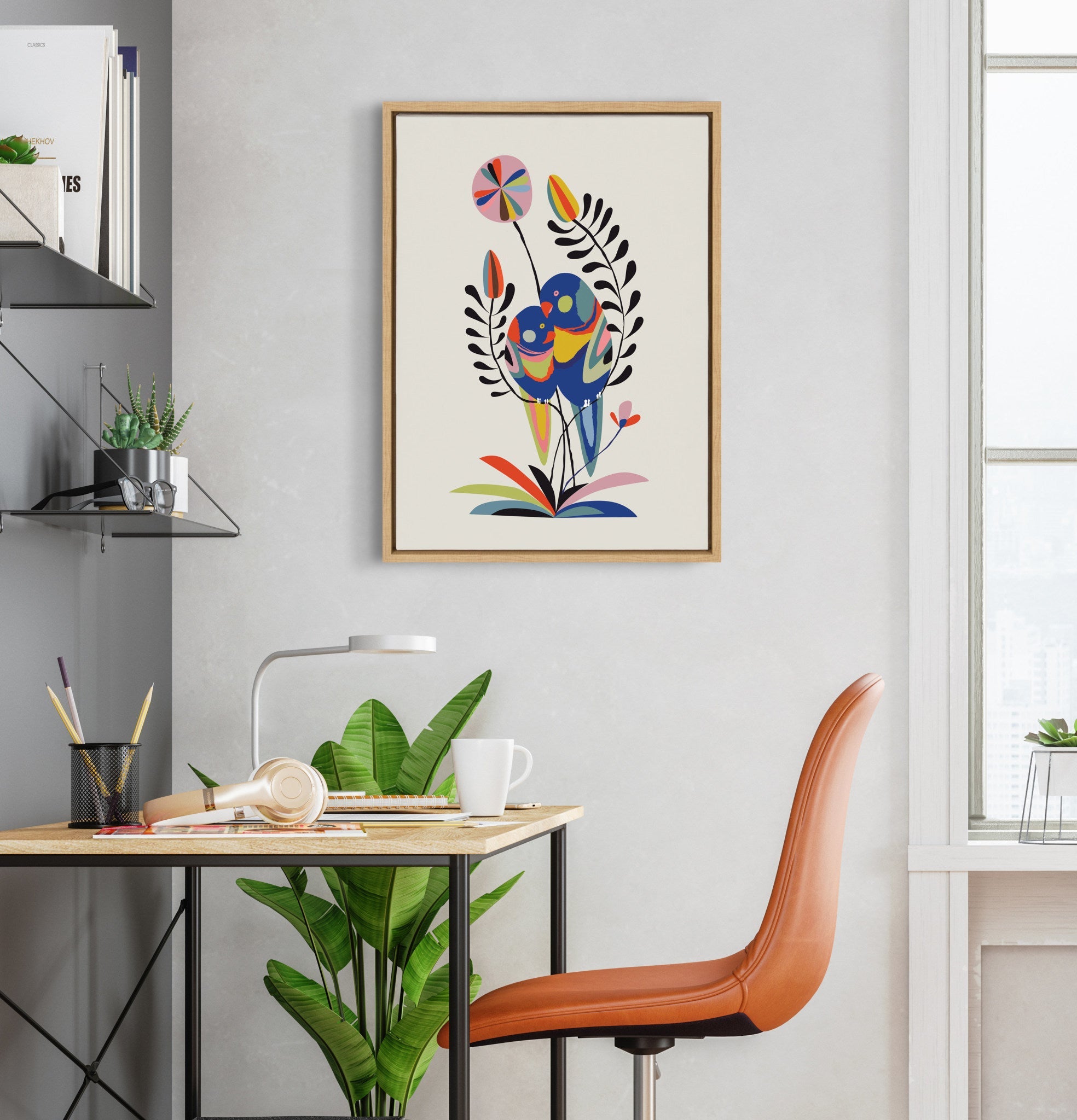 Sylvie Rainbow Lorikeet Framed Canvas by Rachel Lee of My Dream Wall