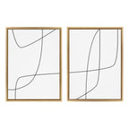 Sylvie Modern Line Abstract 3 and 4 Black and White Framed Canvas by The Creative Bunch Studio