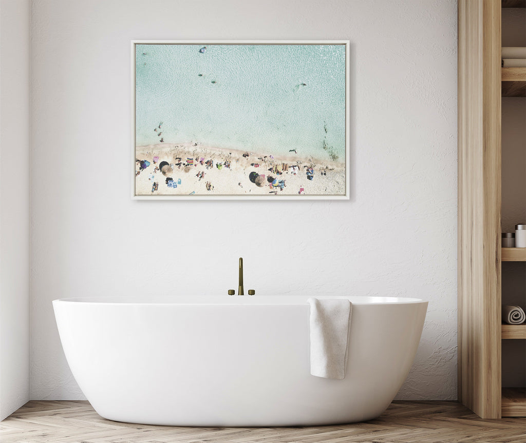 Sylvie Turquoise Beach from Above Framed Canvas by Amy Peterson Art Studio