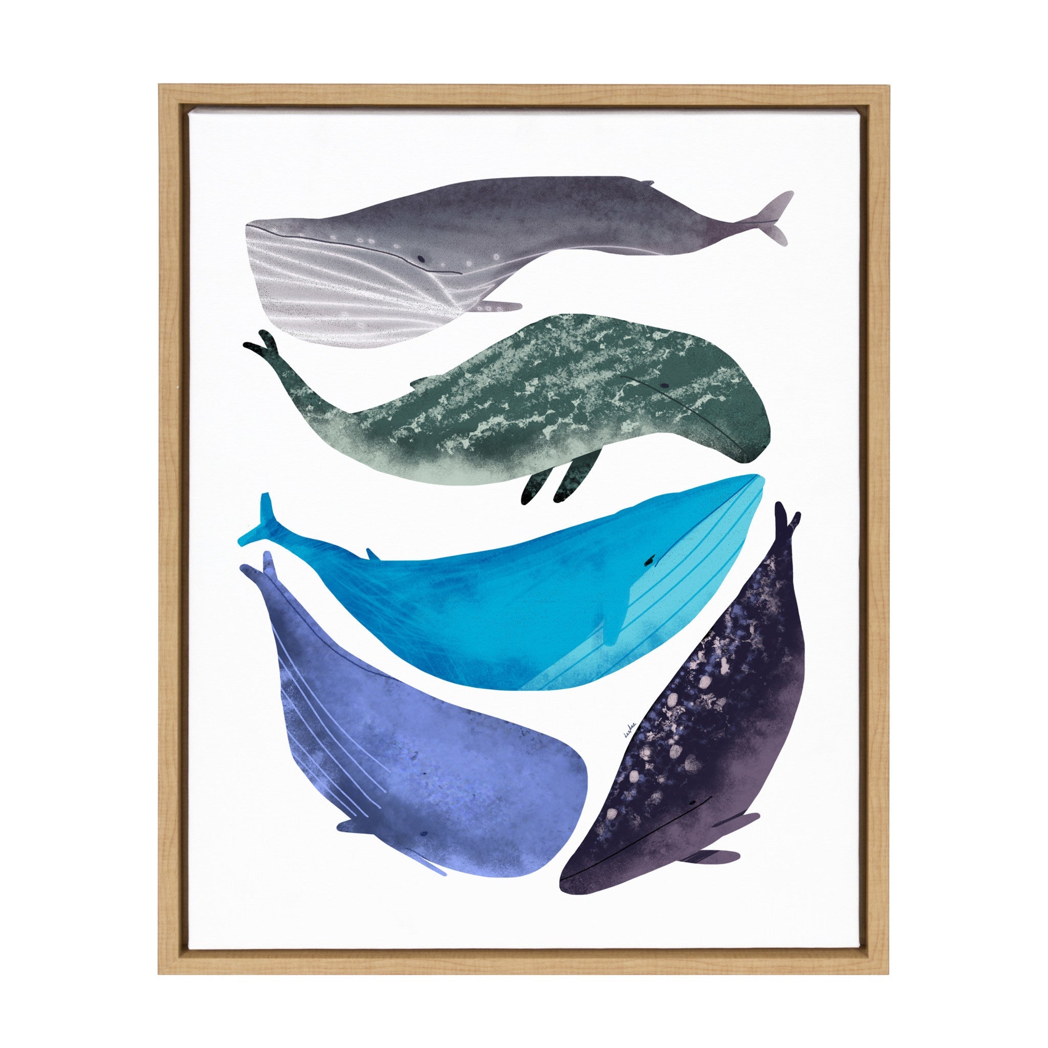 Sylvie Whales Framed Canvas by Lida Larina