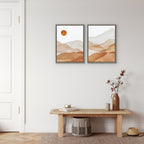 Sylvie Abstract Mountain Range I and III Orange Framed Canvas by Amy Lighthall