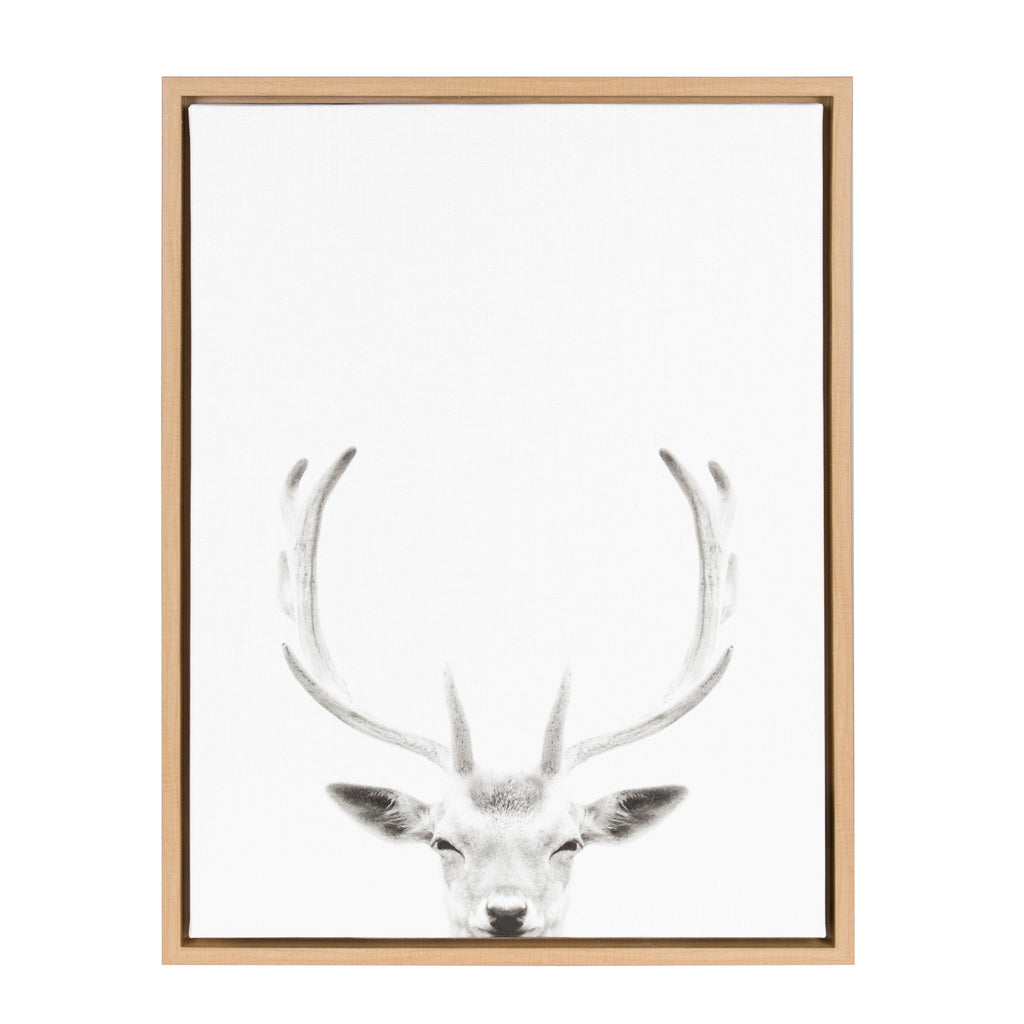 Sylvie Deer Portrait Framed Canvas by Simon Te Tai
