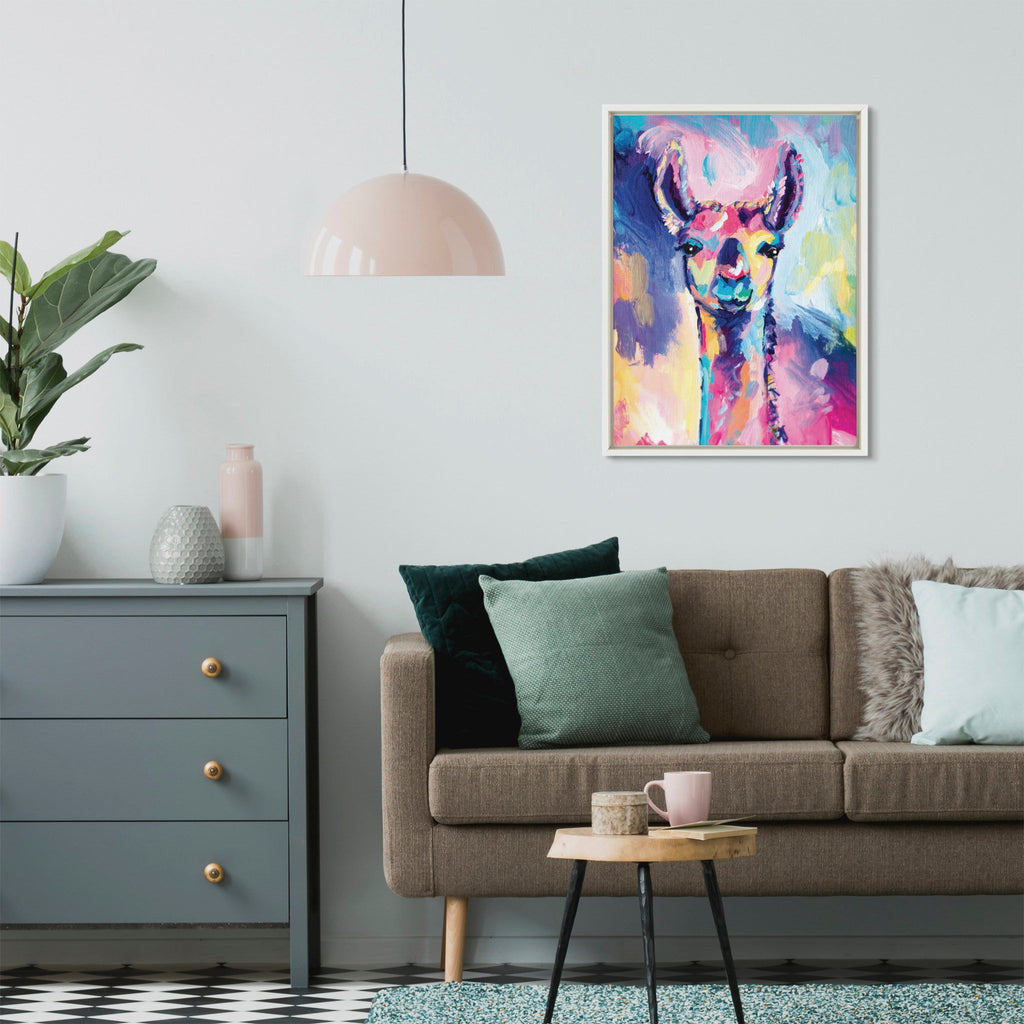 Sylvie Lolly The Llama Framed Canvas by Rachel Christopoulos