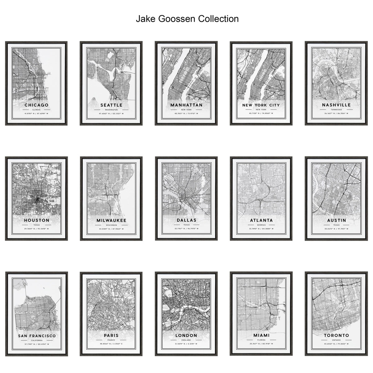 Sylvie Chicago Modern Map Framed Canvas by Jake Goossen