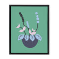 Sylvie Abstract Florals Green Framed Canvas by Queenbe Monyei