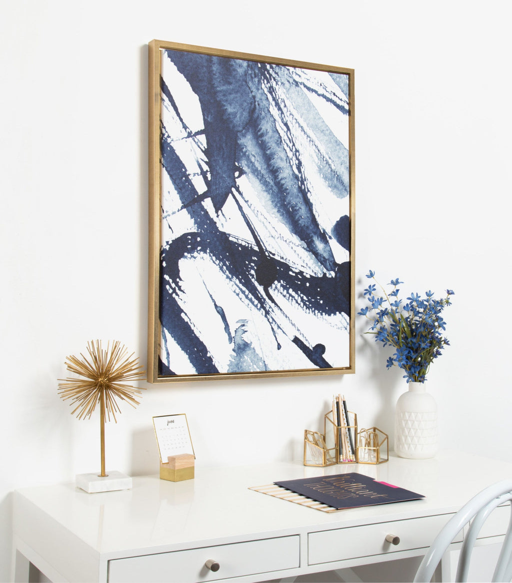 Sylvie Indigo Watercolor Framed Canvas by Amy Peterson Art Studio