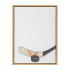 Sylvie Hockey Stick and Puck Framed Canvas, Natural 18x24