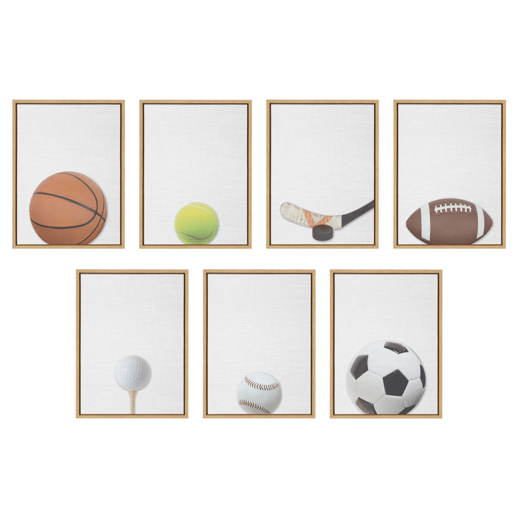 Sylvie Hockey Stick and Puck Framed Canvas, Natural 18x24