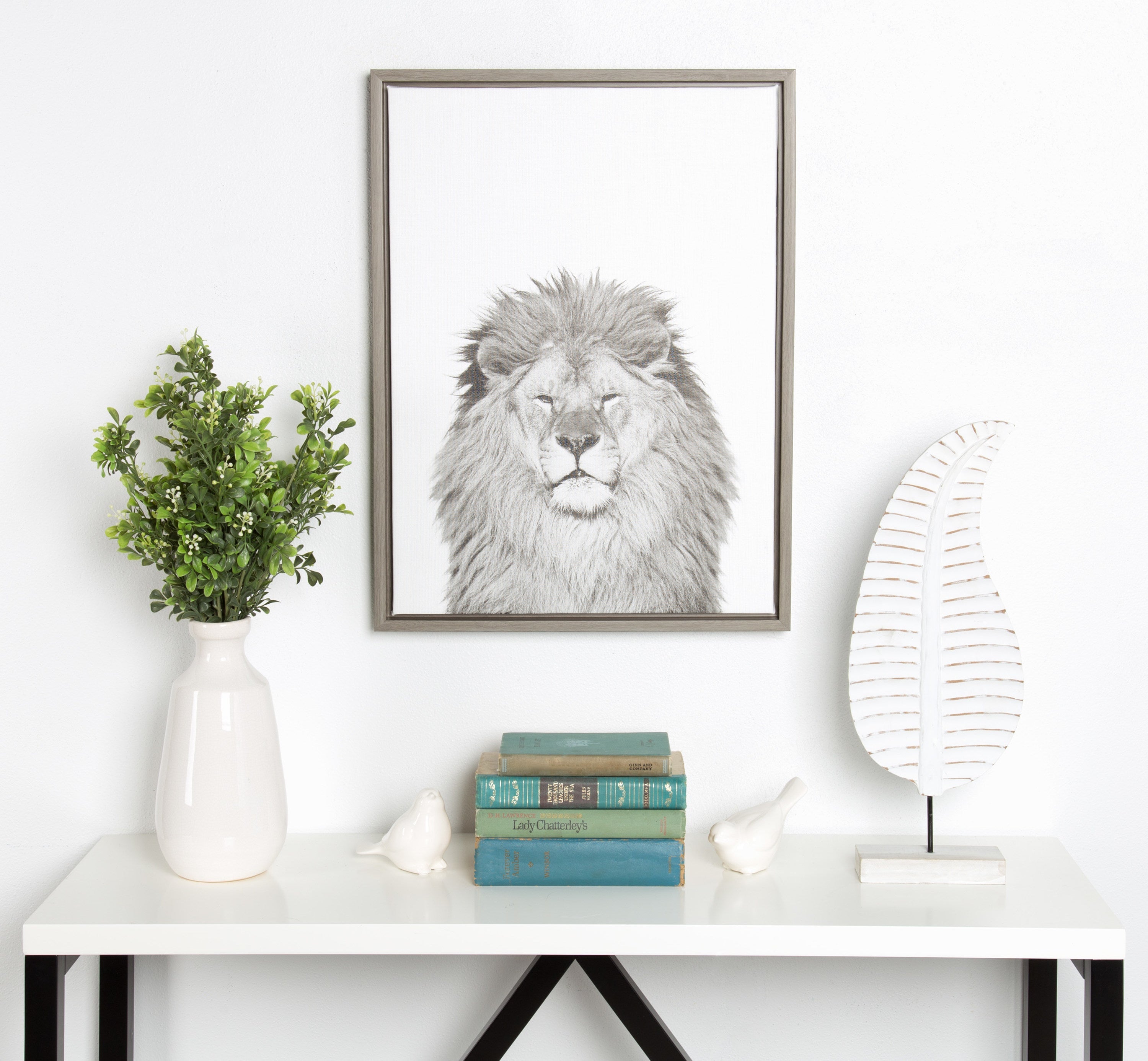 Sylvie Lion Framed Canvas by Simon Te Tai