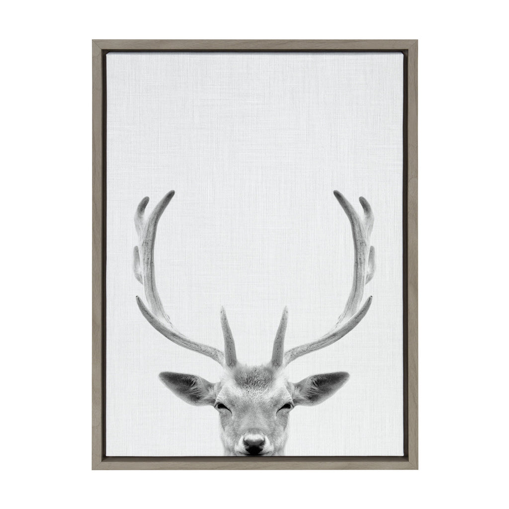 Sylvie Deer Portrait Framed Canvas by Simon Te Tai