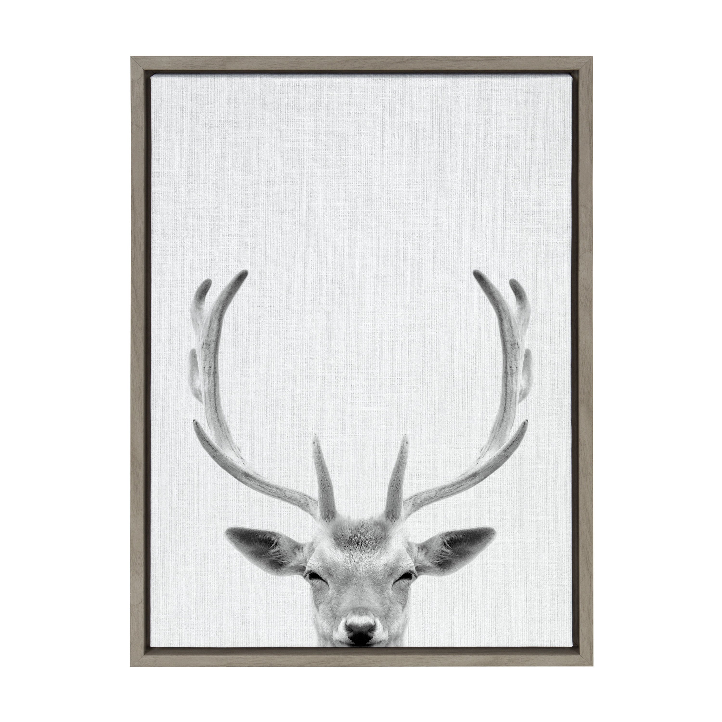 Sylvie Deer Portrait Framed Canvas by Simon Te Tai