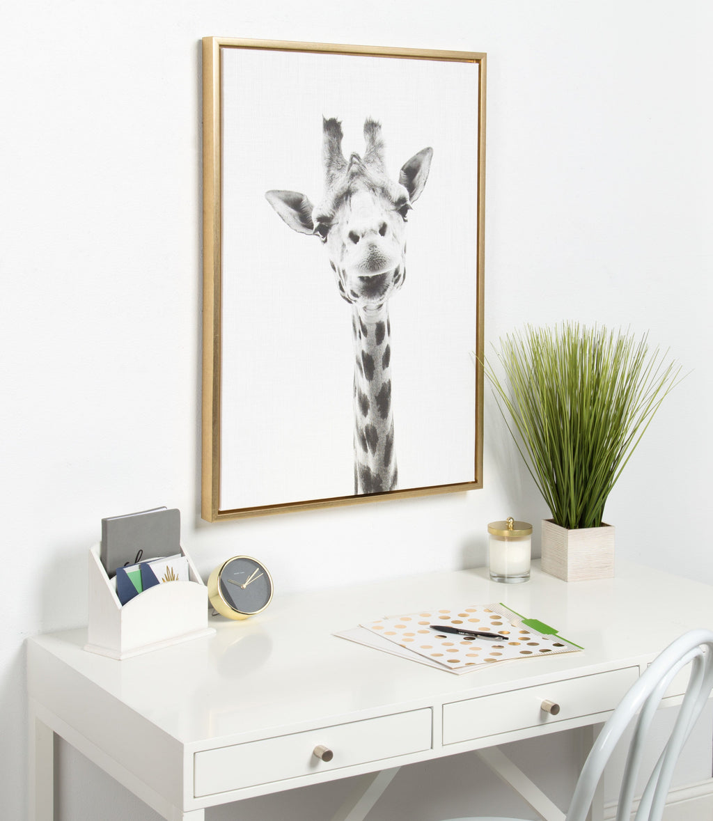Sylvie Giraffe Framed Canvas by Simon Te of Tai Prints