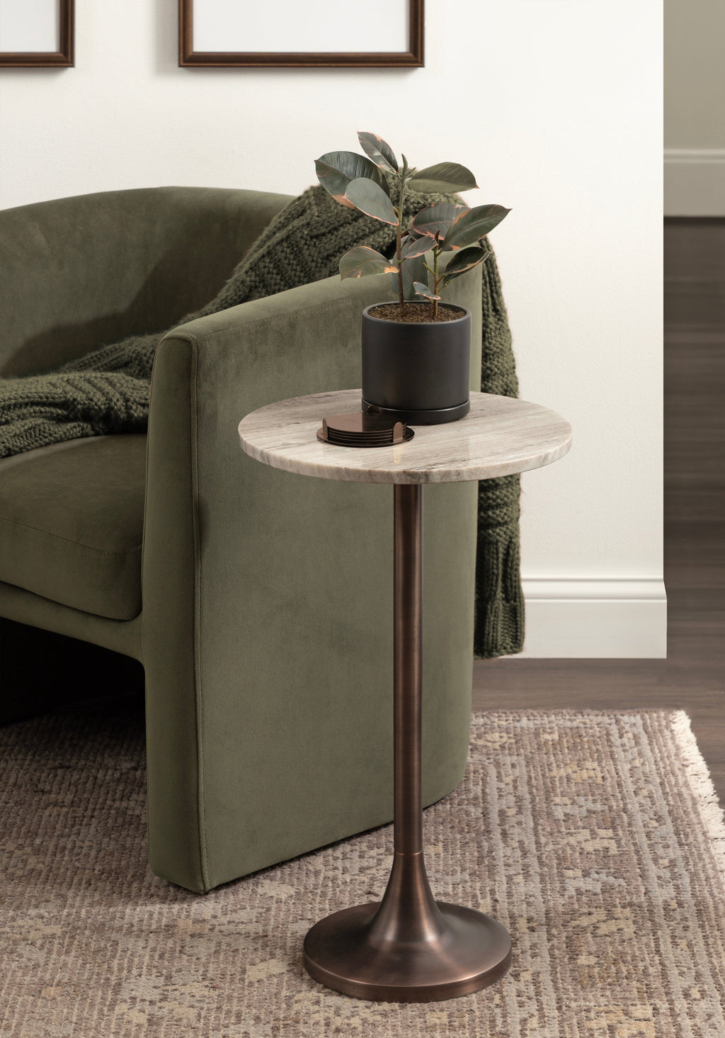 Baronet Round Marble and Metal Table