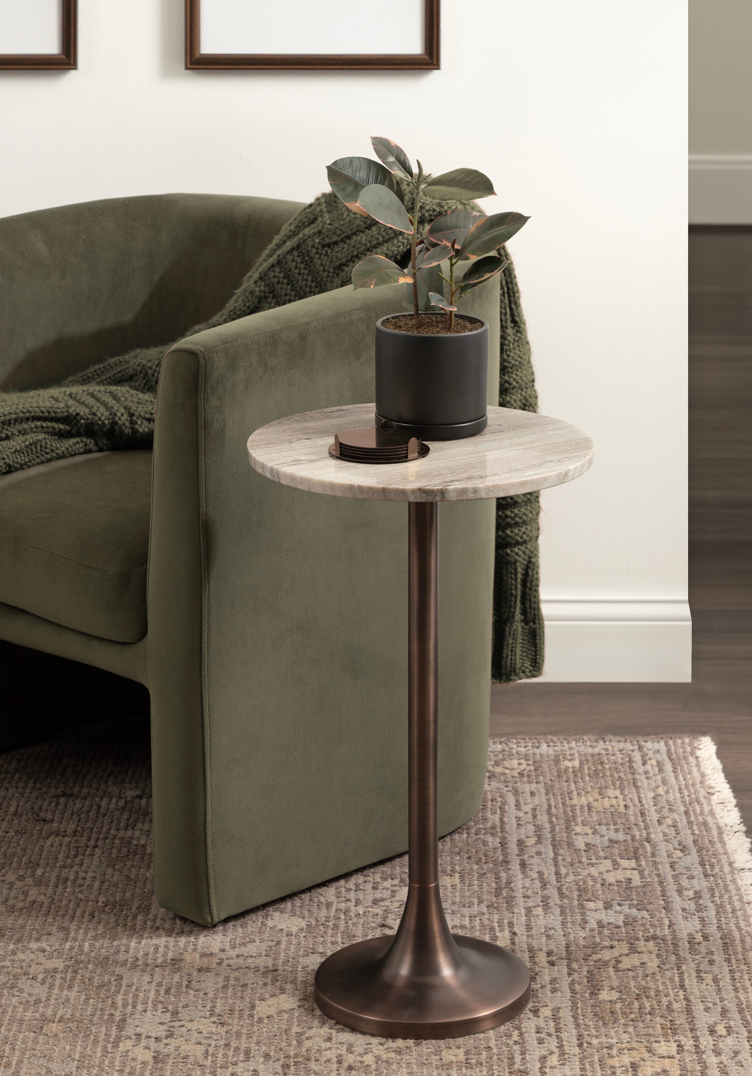 Baronet Round Marble and Metal Table