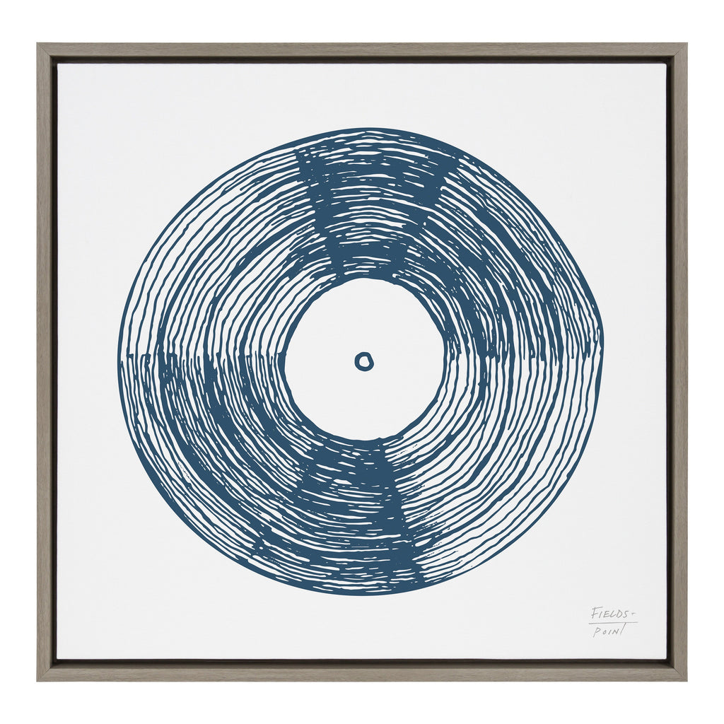 Sylvie Record Blue Framed Canvas by Statement Goods