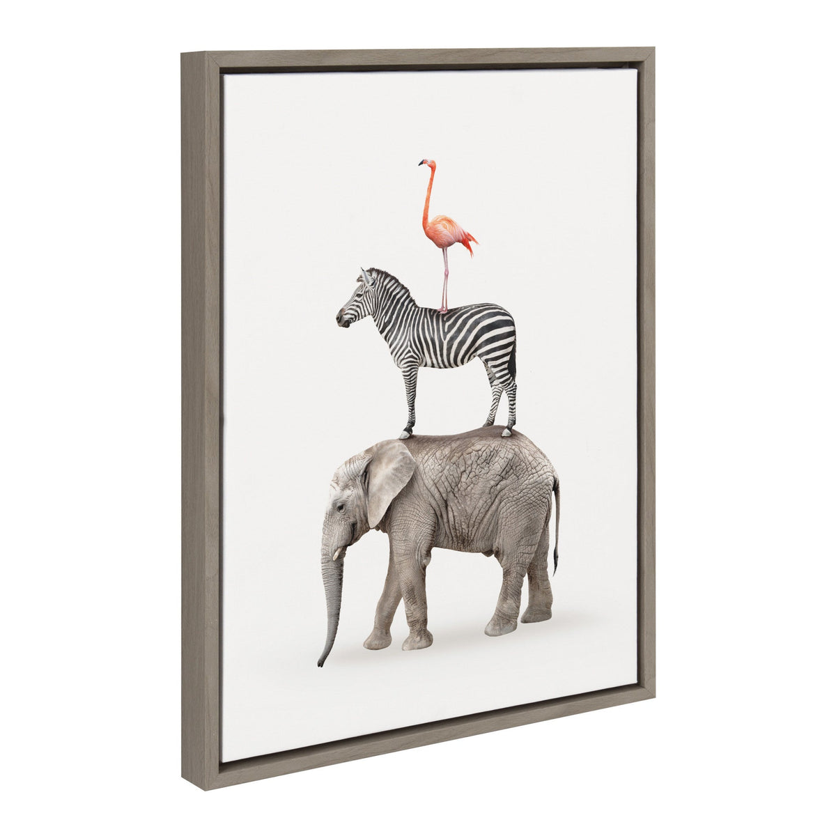 Sylvie Stacked Safari Animals Framed Canvas by Amy Peterson Art Studio