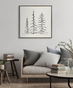 Sylvie Minimalist Evergreen Trees Sketch Framed Canvas by The Creative Bunch Studio