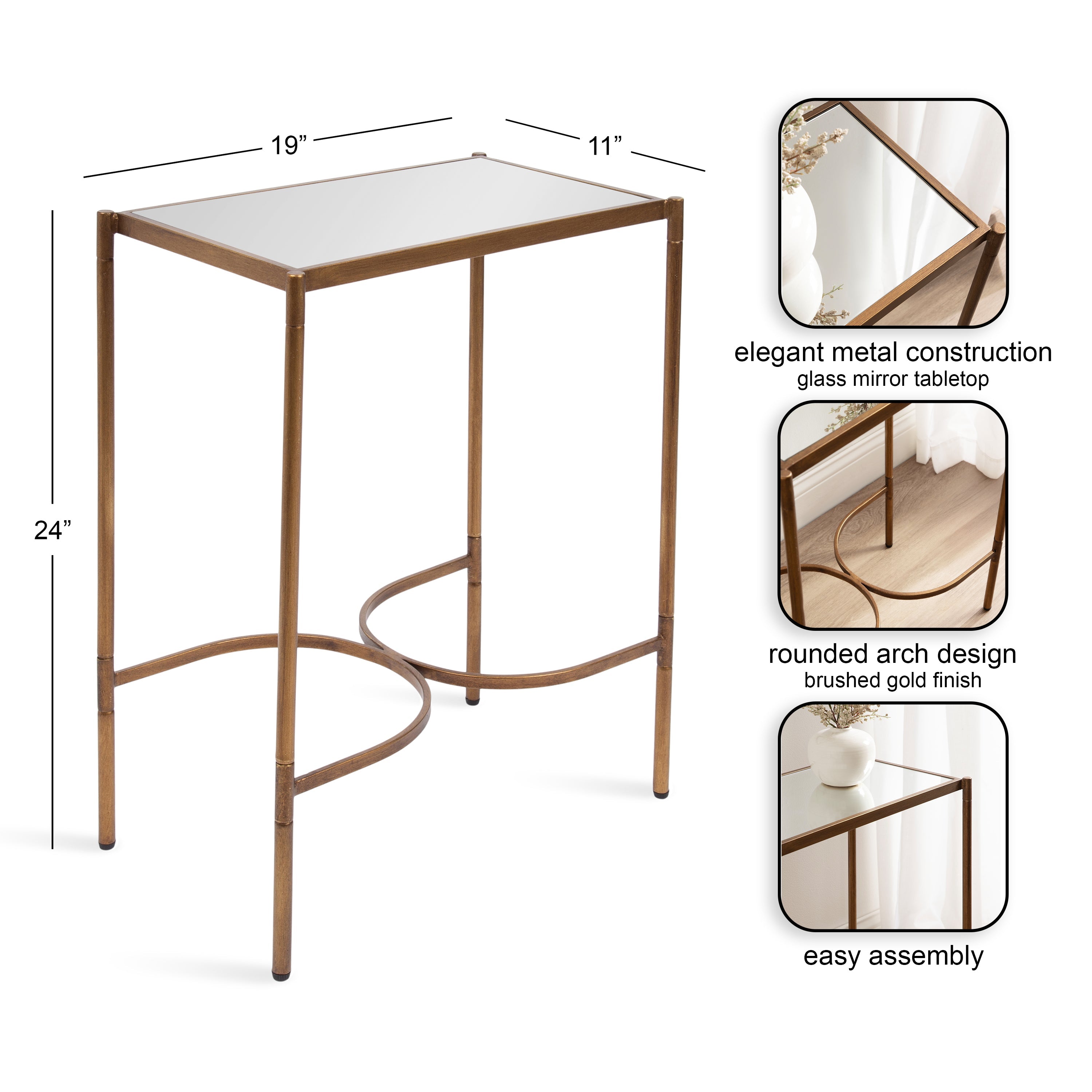 Catriona Side Table Mirror and Metal