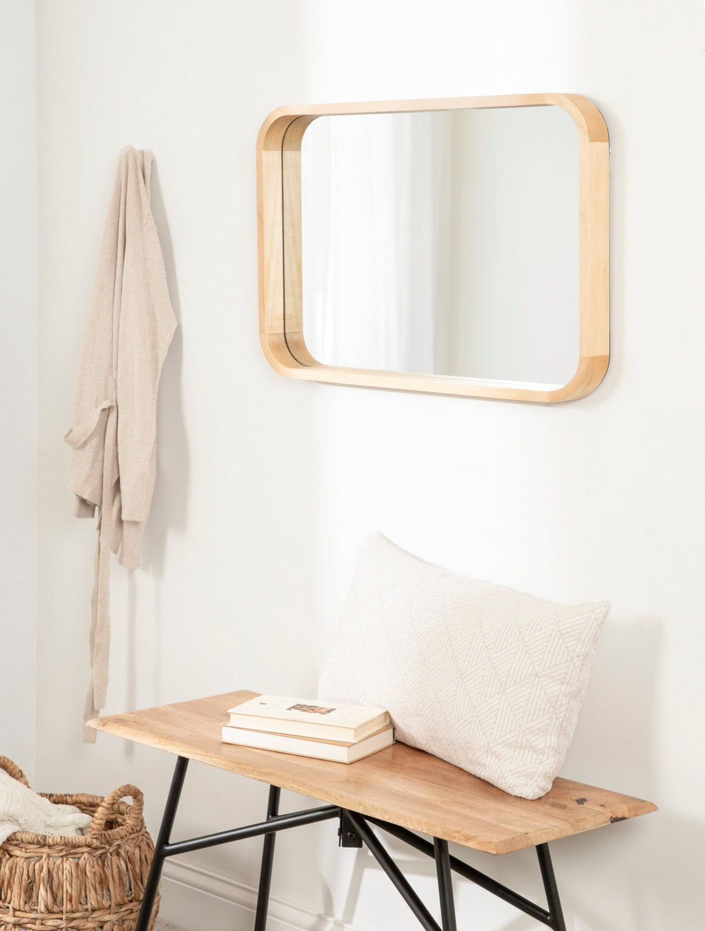 Hutton Wood Framed Radius Rectangle Mirror