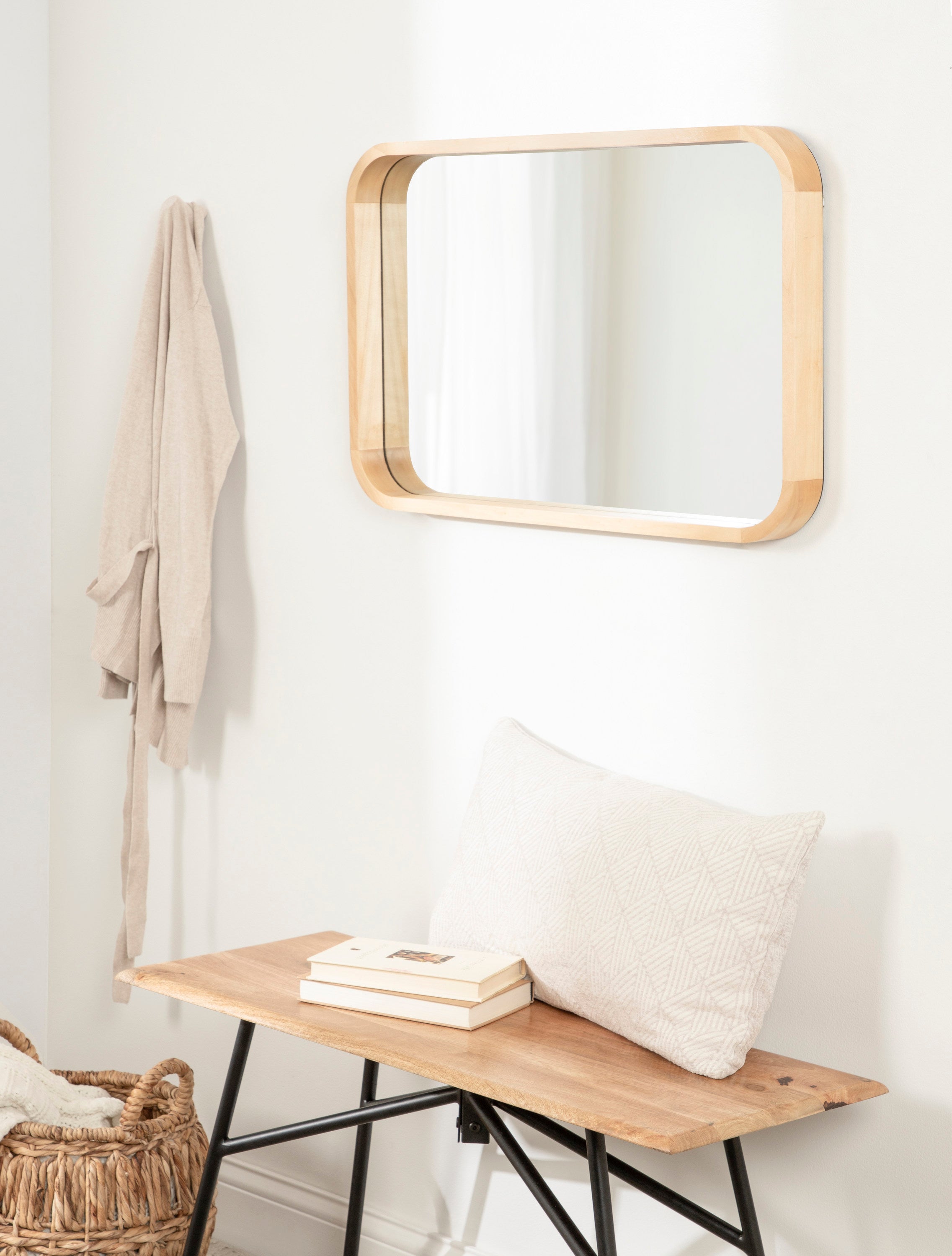 Hutton Wood Framed Radius Rectangle Mirror