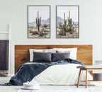 Sylvie Tall Saguaro Cacti Desert Mountain 1 and 2 Framed Canvas by The Creative Bunch Studio