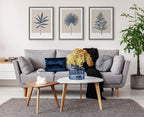 Sylvie Muted Tan and Blue Colorblock Botanical Fern Framed Canvas by The Creative Bunch Studio