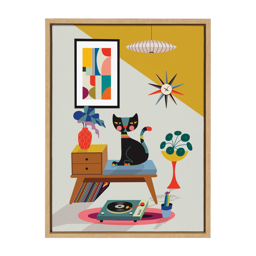 Sylvie Record Player Framed Canvas by Rachel Lee of My Dream Wall