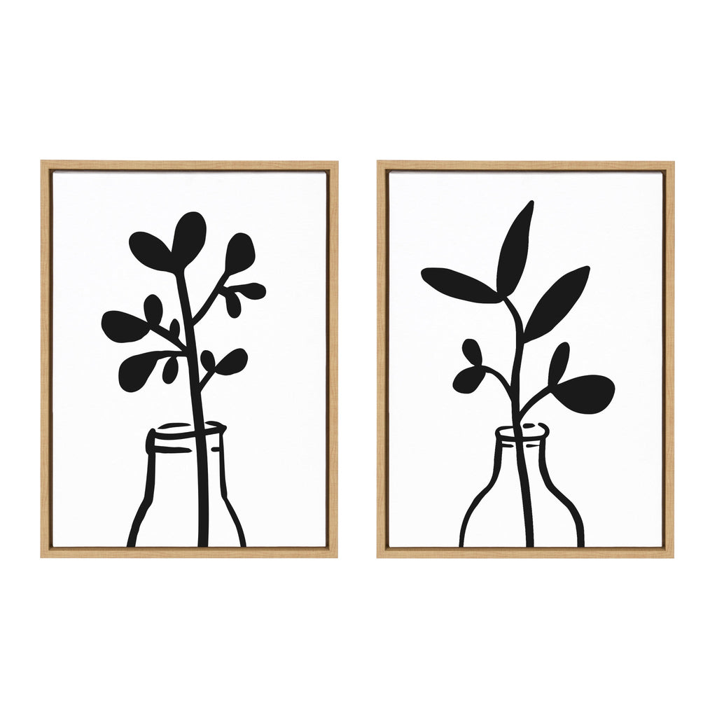 Sylvie Modern Botanical Framed Canvas Set by The Creative Bunch Studio