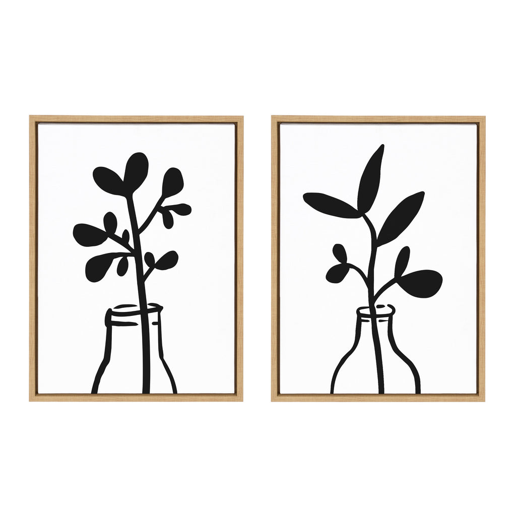 Sylvie Modern Botanical Framed Canvas Set by The Creative Bunch Studio