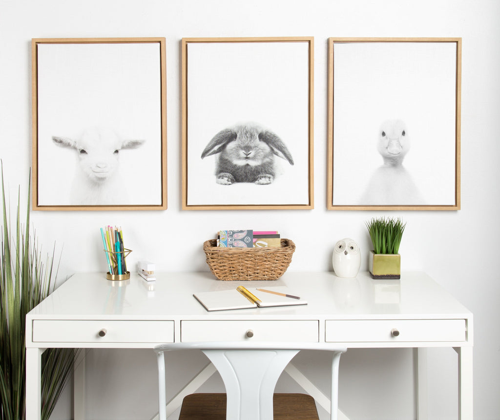 Sylvie Baby Goat Framed Canvas by Simon Te Tai
