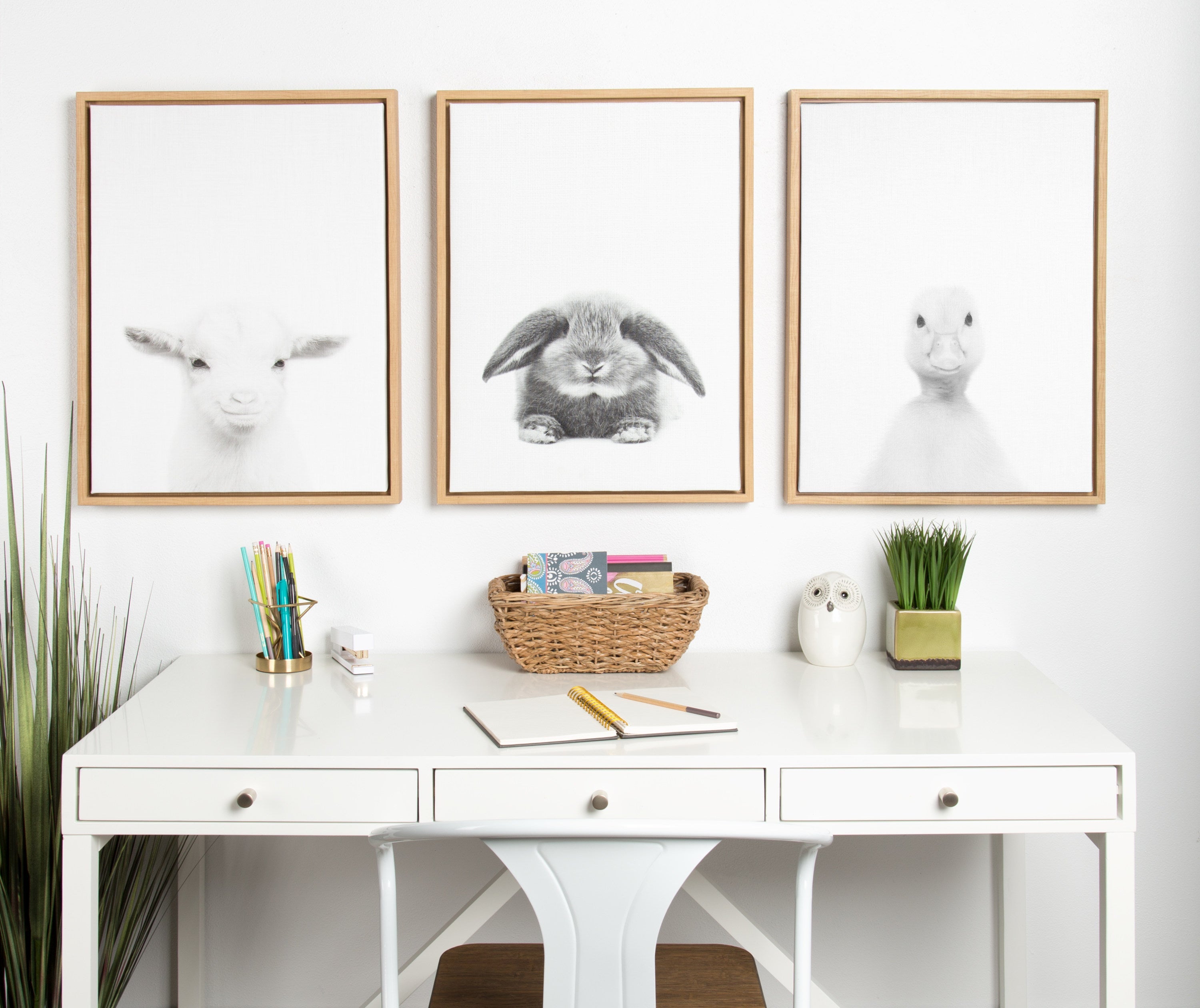 Sylvie Baby Goat Framed Canvas by Simon Te Tai