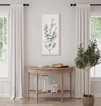 Sylvie Eucalyptus Botanical I Gray and Soft White Framed Canvas by The Creative Bunch Studio