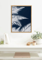 Sylvie Palm Cyanotype 1 Framed Canvas by Alicia Bock