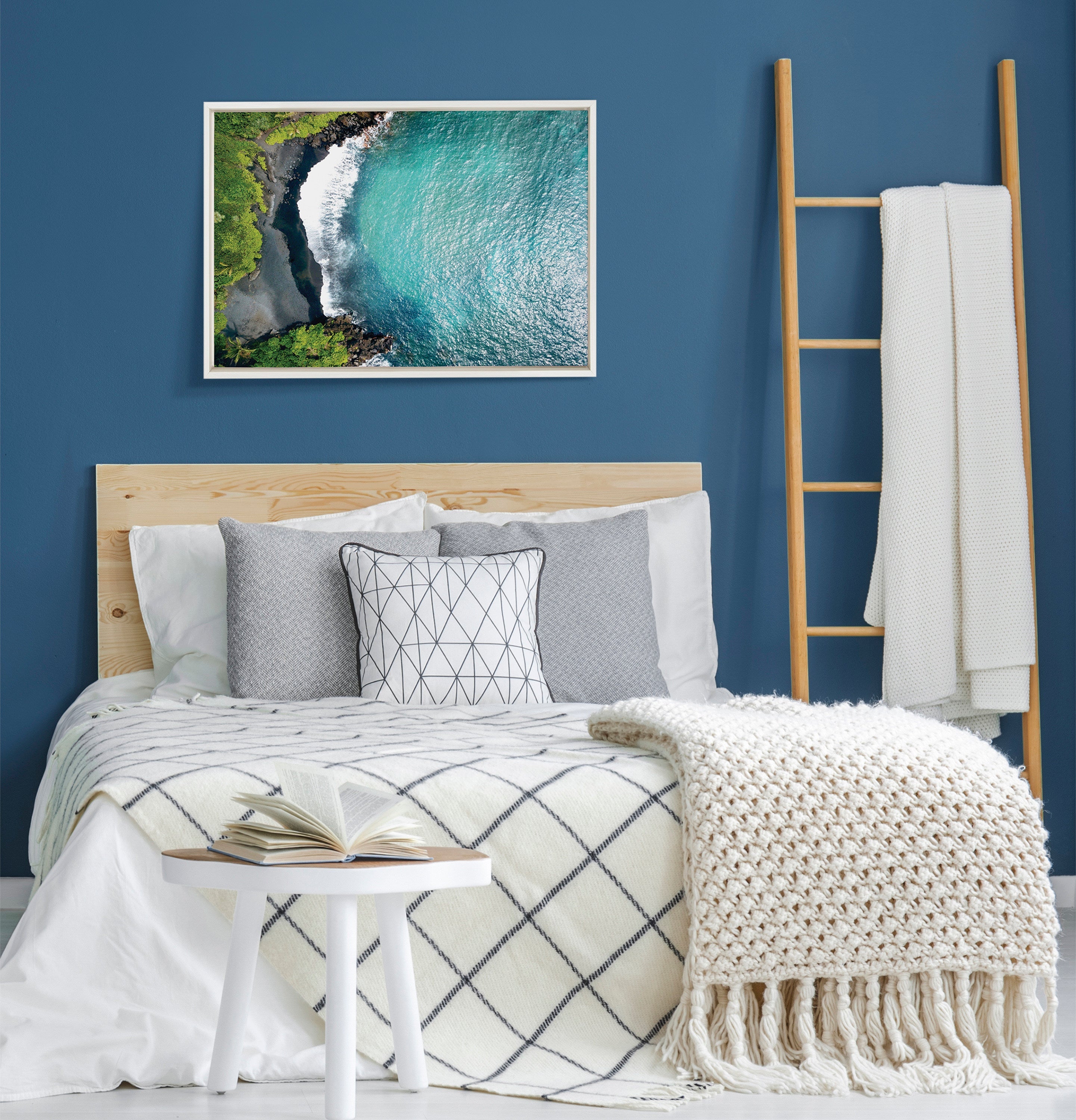 Sylvie Maui Black Sand Beach 1 Framed Canvas by Rachel Bolgov