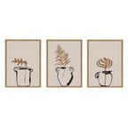 Sylvie Relaxed Retro Illustrated Botanical Vase Framed Canvas Art Set by The Creative Bunch Studio