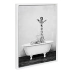 Sylvie Giraffe 2 in the Tub Framed Canvas by Amy Peterson Art Studio