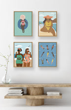 Sylvie Ice cream on the Beach Framed Canvas by Queenbe Monyei