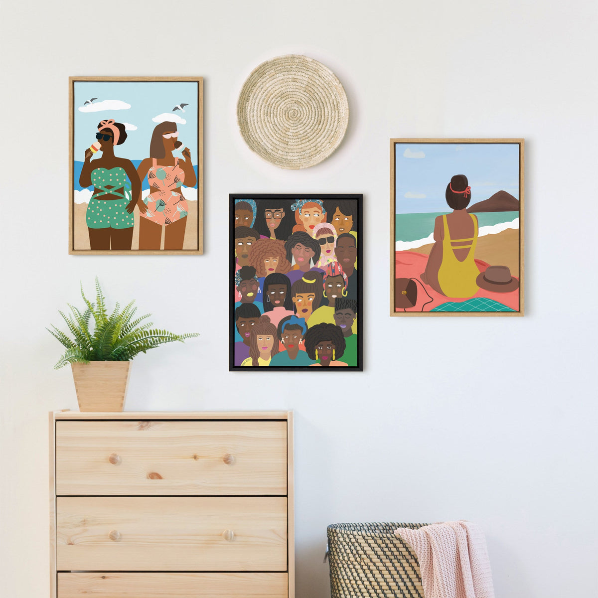 Sylvie Black People United Framed Canvas by Queenbe Monyei