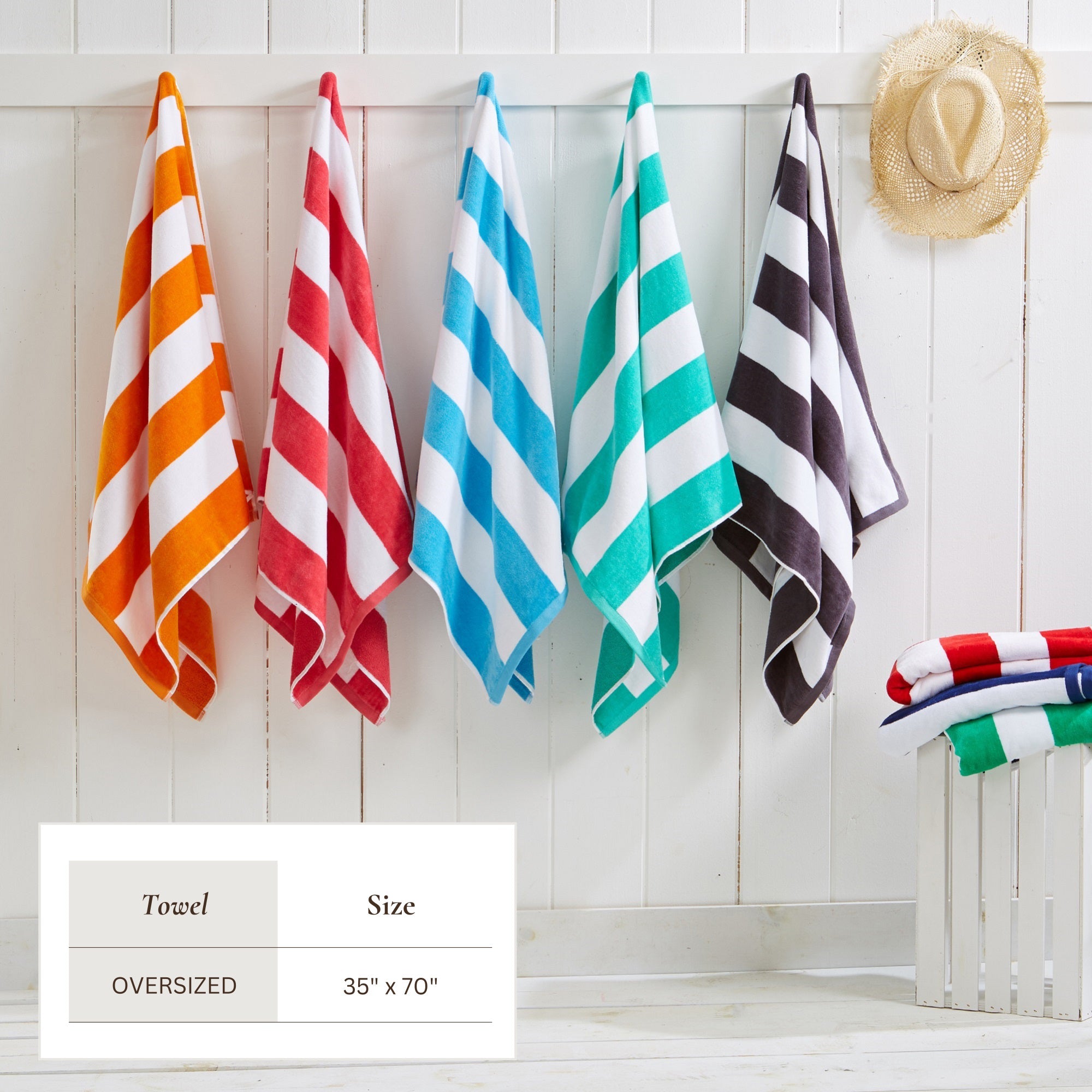 Cotton Velour Cabana Stripe Beach Towel - Novia Collection