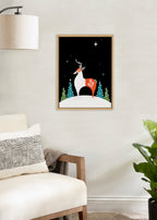 Sylvie Season's Greetings Reindeer Framed Canvas by Amber Leaders Designs